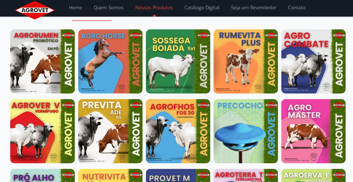Catálogo de produtos Agrovet com novos rótulos