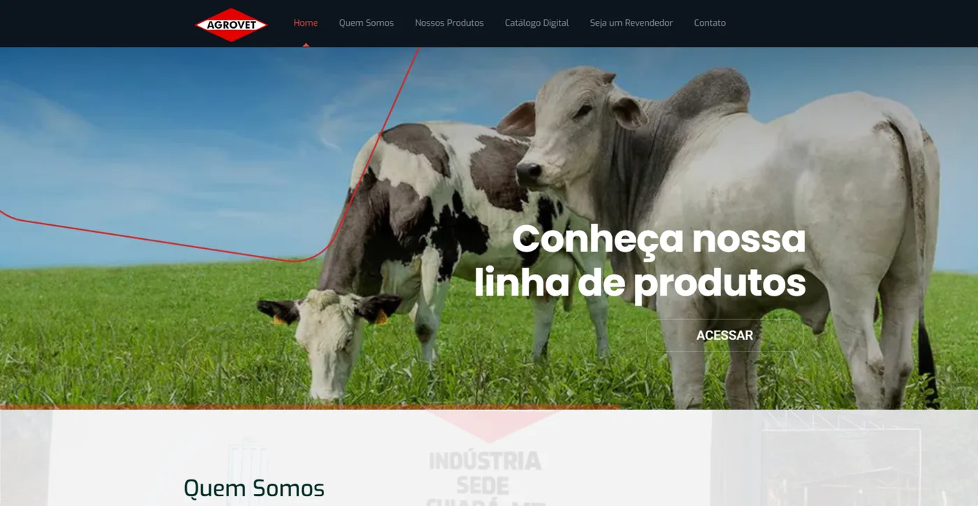 Site da Agrovet com gado no pasto
