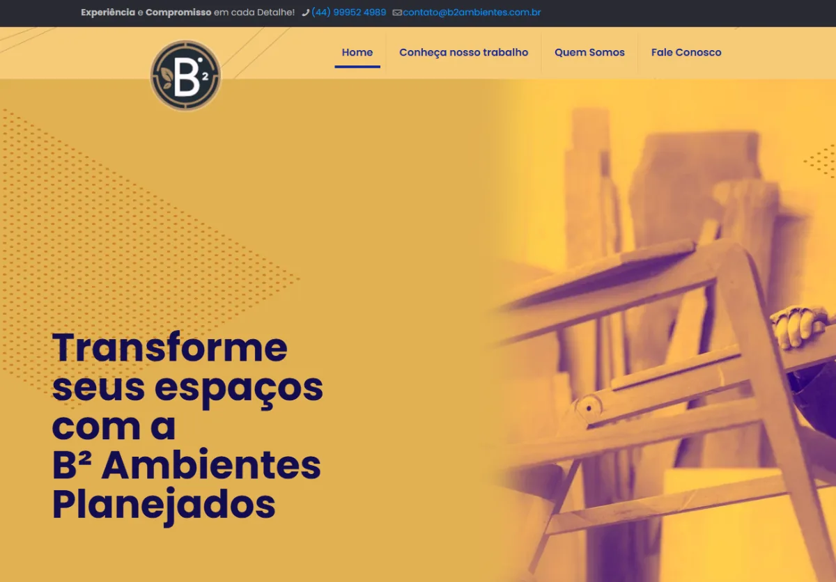 Landing page da B2 Ambientes Planejados
