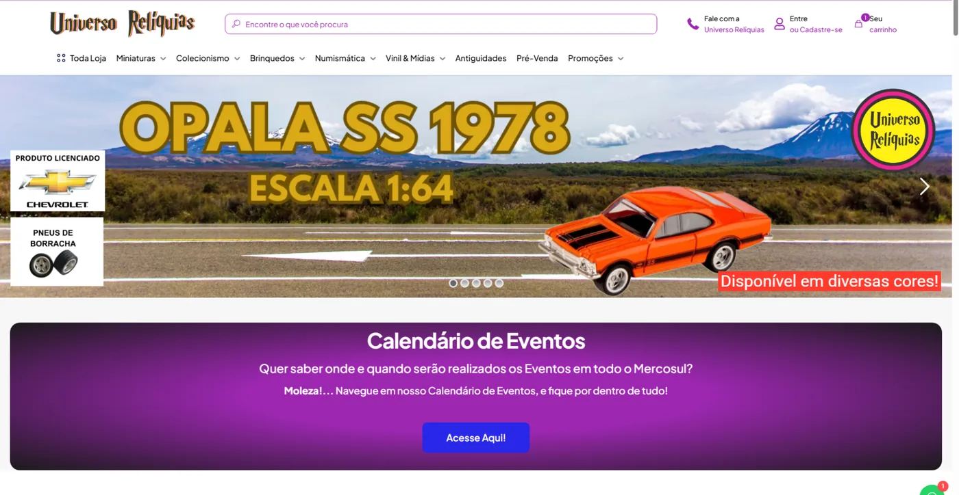 Loja virtual Universo Relíquias